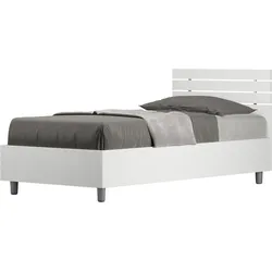 Einzelbett mit Stauraum 80x200, gerades Kopfteil mit Ankel-Latten aus weißer Esche
