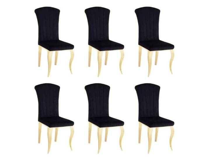 Lot de 6 chaises baroque louis gold velours noir