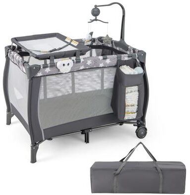 Costway Portable Baby Playard with Changing Table Bassinet and Music Box-Gray
