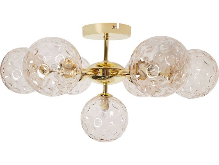 BELIANI Deckenleuchte Beige u. Gold aus Glas Rund 7 Kugel Schirme 7-Flammig Glamourös Eleganter Stil Modernes Design für Wohnzimmer Schlafzimmer Flur