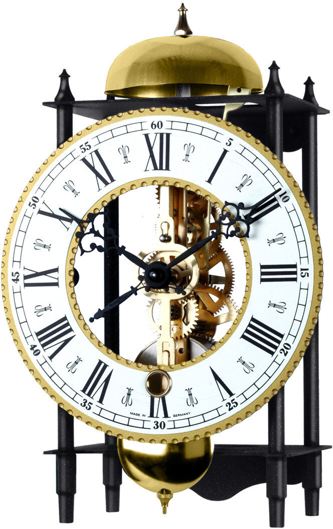 Acctim Alcester Mantel Clock Steampunk Mechanical Design Hourly Chime Black Black 22.4cm H X 14.1cm W X 8.7cm D