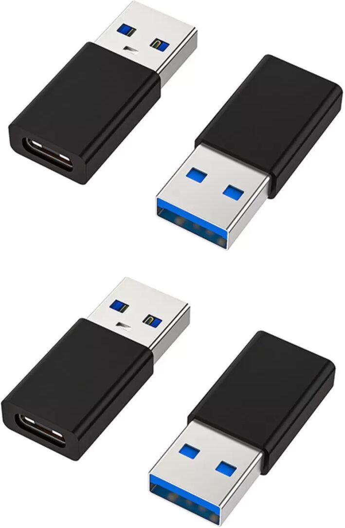 INF USB 3.0 Type-C Buchse zu USB-A Stecker Adapter – Schnellladen & 5Gbps Daten, Schwarz 4er-Pack Schwarz