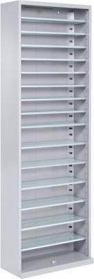 Magazinschrank, 1980 mm hoch, 15 Böden, ohne Kästen, ohne Türen, hellsilber