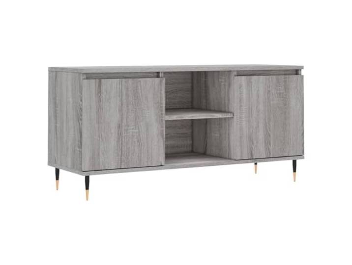 LMTYOENFG TV-Schrank Grau Sonoma 104x35x50 cm Lowboard mit 4 Fächern Praktisches TV-Lowboard für Wohnzimmer und Schlafzimmer mit 4 offenen Fächern und stabilen Eisenbeinen für Fernseher.