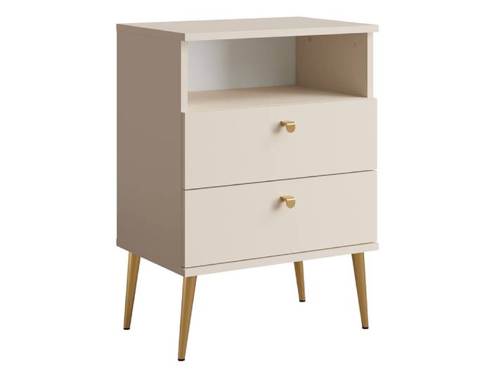 Chevet 2 tiroirs High Beige - Basika
