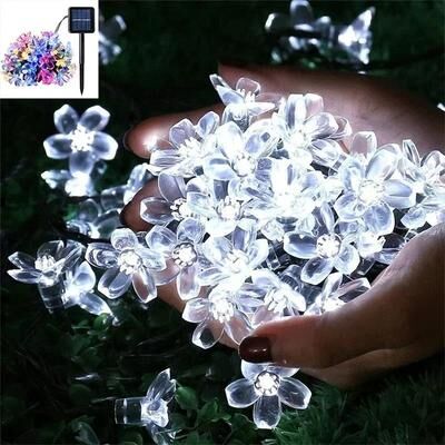 Uplift Picks Solar Cherry Blossom String Lights Outdoor Waterproof Fairy Garden Party Lights white 1 Pc