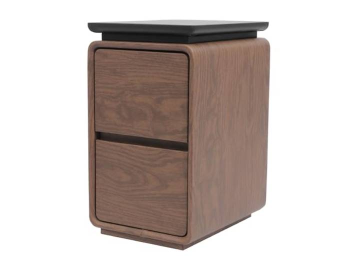 GalaKxay Nachttisch, Beistelltisch, Schlafzimmerschrank 30x40x50cm, Schmaler, aus Massivholz & Kaltwalzstahl, 2 Schubladen, Walnuss, Vintage