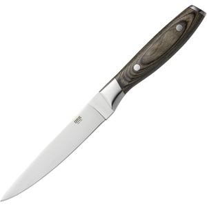 WAS Steakmesser Carlos, 6 Stück, 13 cm Edelstahlklinge mit glattem Schliff, Pakkaholzgriff