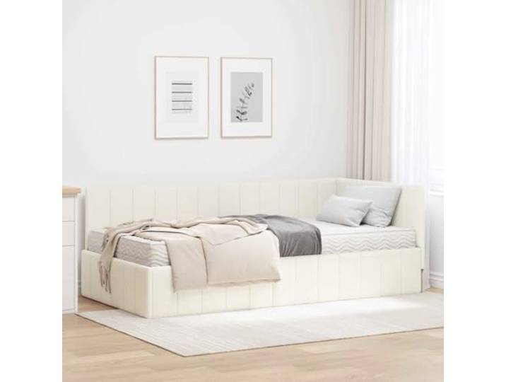 LPERTGFHU Eckbettgestell, 90 x 200 cm, Samt Polsterbett mit Kopfteil Platzsparendes Design, Robuster Sperrholzrahmen, Soft-Touch Oberfläche