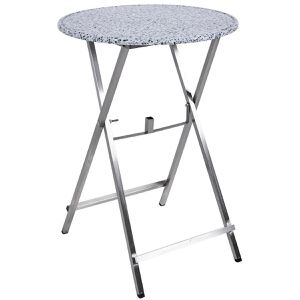RUKU1952 Stehtisch weiß marmoriert Ø 80 cm, klappbar, Maße 110 x 80cm (HxØ), mit Schirmloch