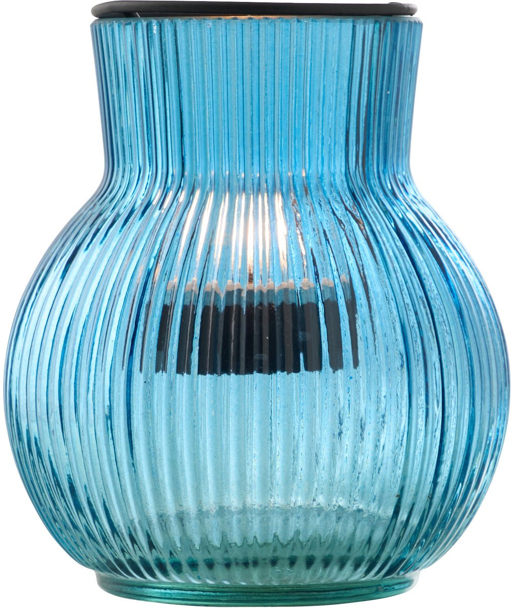 J-Line theelichthouder glas blauw/zwart small 2 stuks
