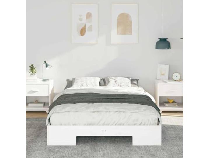 KTHLBRH Bodenbett, weiß, 120 x 190 cm Rechteckiges Untergestell ohne Kopfteil, für Schlafzimmer