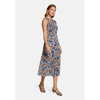 Midikleid BETTY & CO "Damen ohne Arm", Damen, Gr. 46, Normalgrößen, Chiffon, bunt (nature, braun), Chiffon, Obermaterial: 100% Polyester. Futter: 100% Polyester, tailliert lang, Rundhals, Kleider Midikleid