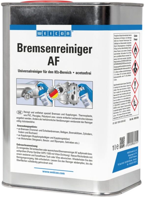 WEICON Bremsenreiniger AF, acetonfreier Universalreiniger für den Automobilbereich, 1 L, transparent (10101764)