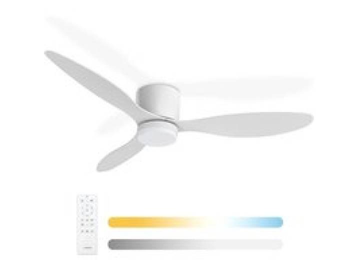 Ventilateur De Plafond Avec Lumiere - Ventilateur Plafond 42 Pouces - Télécommande - Moteur DC Silencieux 45 W - 6 Vitesses - Blanc