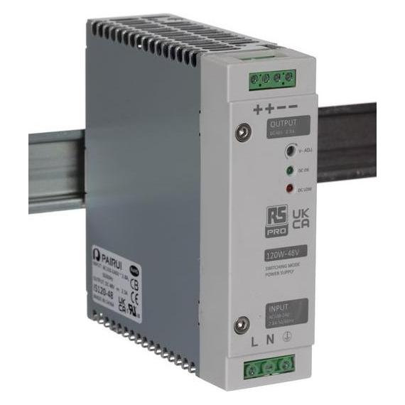 RS PRO Din Rail Power Supply, 120W, 48V Output (1368320)