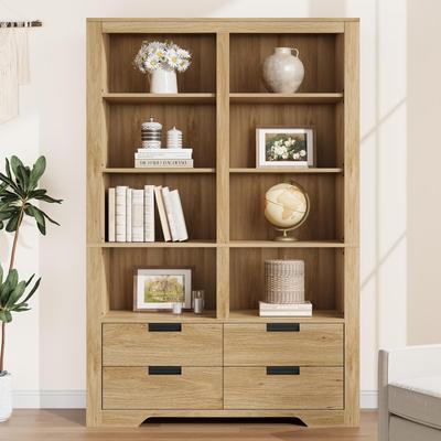 Garvee "72"" Bookcase with Storage, Bookshelf with 4 Drawers, Freestanding Display Storage for Bedroom, Home Office, Living Room"