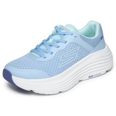 Sneaker SKECHERS "MAX CUSHIONING", Damen, Gr. 38, hellblau, Lederimitat, Mesh, Schuhe Sneaker, Laufschuh, Sportschuh, Schnürschuh, Freizeitschuh mit Max Cushioning