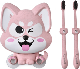 Everyday Crate Cartoon Dog Toothbrush Holder Wall Mount Kids Bathroom Organizer Shelf pink