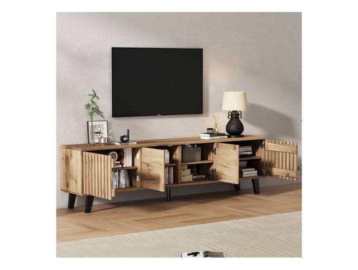 Odikalo TV-Schrank TV-Bank TV-Ständer Lowboard Ablagefächer 70-Zoll-Fernseher 180x40x55cm