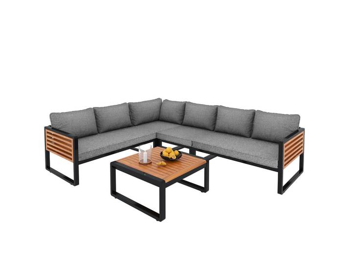 ComfortXL Gartenlounge-Set Outdoor 5-6 Personen Grau, Metall, Gartenmöbel, Gartengarnituren, Gartenmöbel-Sets