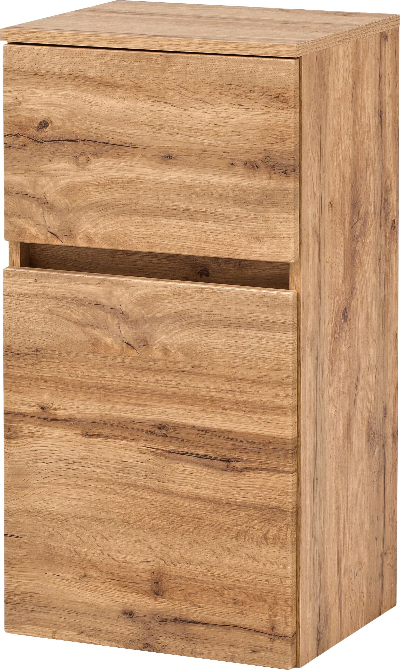 Unterschrank WELLTIME "Kaunas", braun (wotaneiche), B:40cm H:79cm T:35cm, Holzwerkstoff, Schränke, Unterschrank, 40 cm breit, mit Schubkasten, Soft-Close-Funktion