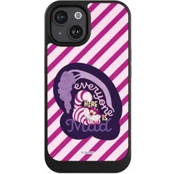 Nivocase Hülle für Apple iPhone 15 Handyhülle NIVOcore Case Schwarz Alice im Wunderland Disney Grinsekatze (Apple iPhone 15), Smartphone Hülle, Schwarz
