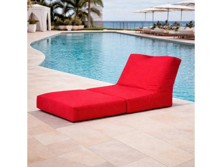Pouf transat de jardin imperméable pliant ARTA - Rouge