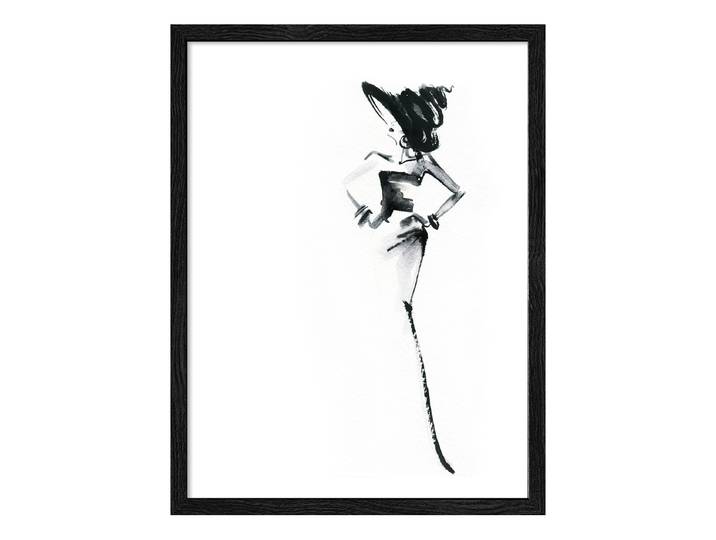 Image en bois Aquarelle Mode B Verre flotté, MDF Blanc/Noir 33 x 43 x 1cm