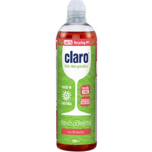 Claro Spülmittel mikroplastikfrei, Rhabarber, Konzentrat, biologisch abbaubar, höchste Fettlösekraft, Flasche, 500 ml