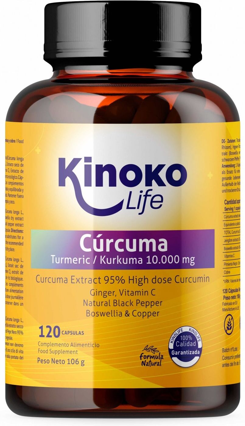 Kinoko Life  Turmeric 95% Ginger Black Pepper Boswellia 120 Capsules