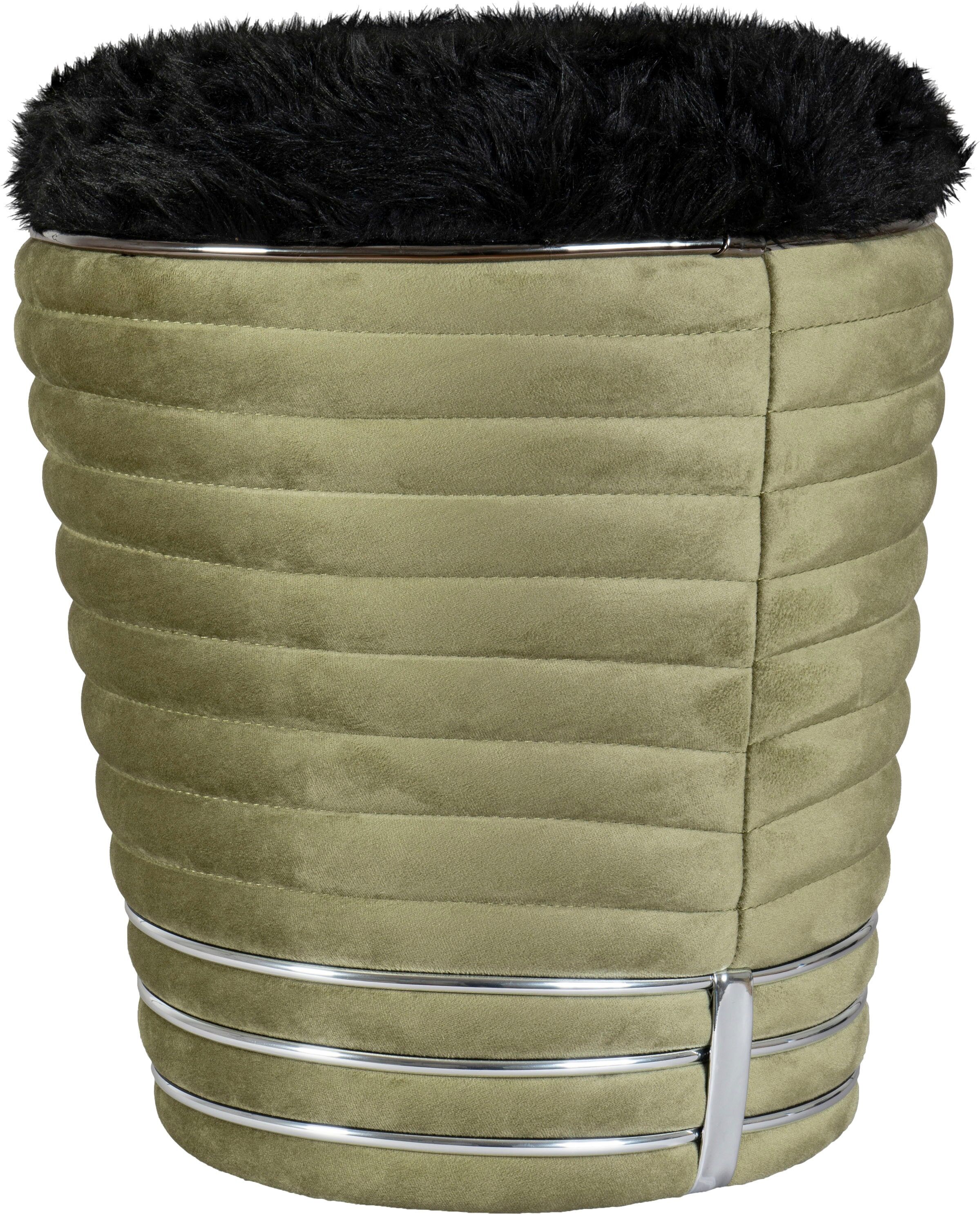 Sitzhocker KAYOOM "Hocker Doric, trendiger Look, ästhetische Farbgebung, schöne Steppung", grün (grün, graphit), B:42cm H:50cm T:42cm, Bezug: 50% Baumwolle 50% Acryl / Korpus: Pappelholz, Hocker, Sitzhocker, komfortabel, hochqualitativ, pflegeleicht, hoch