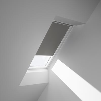 Verdunklungsrollo VELUX "DKL S10 0705SWL", grau (grau, weiß), S10, stufenlos positionierbar, Aluminium, Polyester, Rollos, Verdunklungsrollo, weiße Führungsschienen & Griffleiste