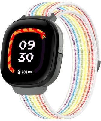 Everyday Crate Fitbit Ace LTE Nylon Loop Watch Band Adjustable Replacement Strap For Everyday Comfort rainbow
