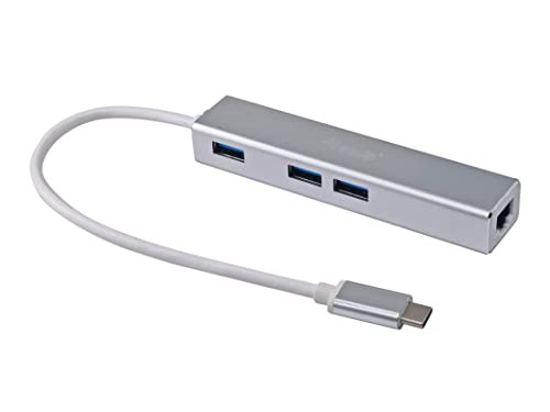 Equip 133481 USB-C naar 3-poorts USB-hub en Gigabit Ethernet adapter, zilver
