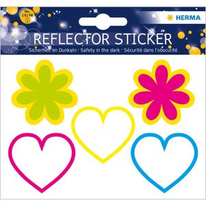 Herma Sticker Reflektorsticker 19196, Herzen und Blumen, 5 Aufkleber, 5 Stück