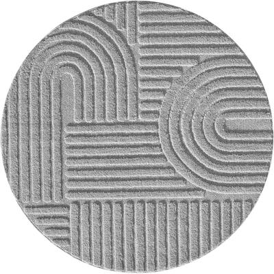 Teppich AYYILDIZ TEPPICHE "ART 1121, auch als Läufer und in Rund erhältlich", silber, H:20mm Ø:160cm, Polypropylen, Teppiche, Teppich, Boho Design, 3D Optik, Struktur Hoch Tief, skandinavisch, Wohnzimmer