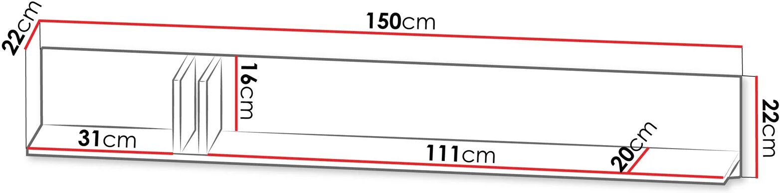 garneroarredamenti Mensola 150x22 cm antracite beige Essenzia