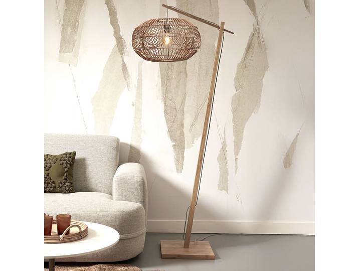 home24 Staande lamp Madeira Ø 48cm beige/beige bamboe E27