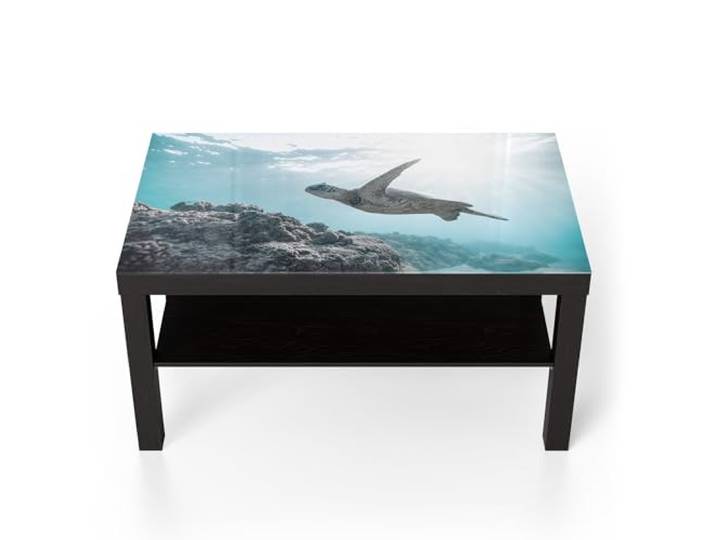DEQORI Glastisch schwarz groß 90x50 cm Motiv Sonnenstrahlen Segler ausgefallener Beistelltisch aus Glas Hochglanz Couchtisch fürs Wohnzimmer moderner Couch Tisch mit Design
