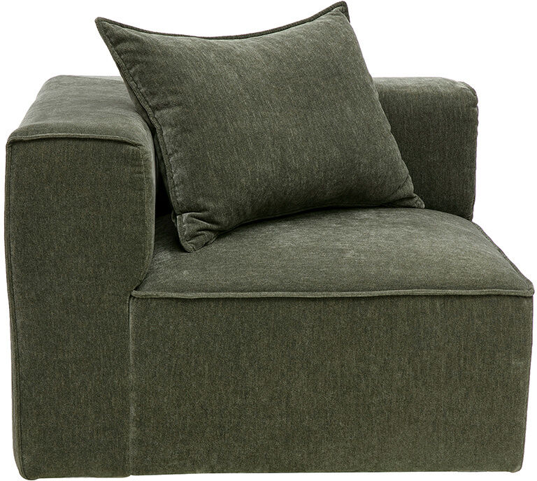 Miliboo Linke Eckmodul für Sofa aus Stoff mit Samteffekt khakigrün KERRY