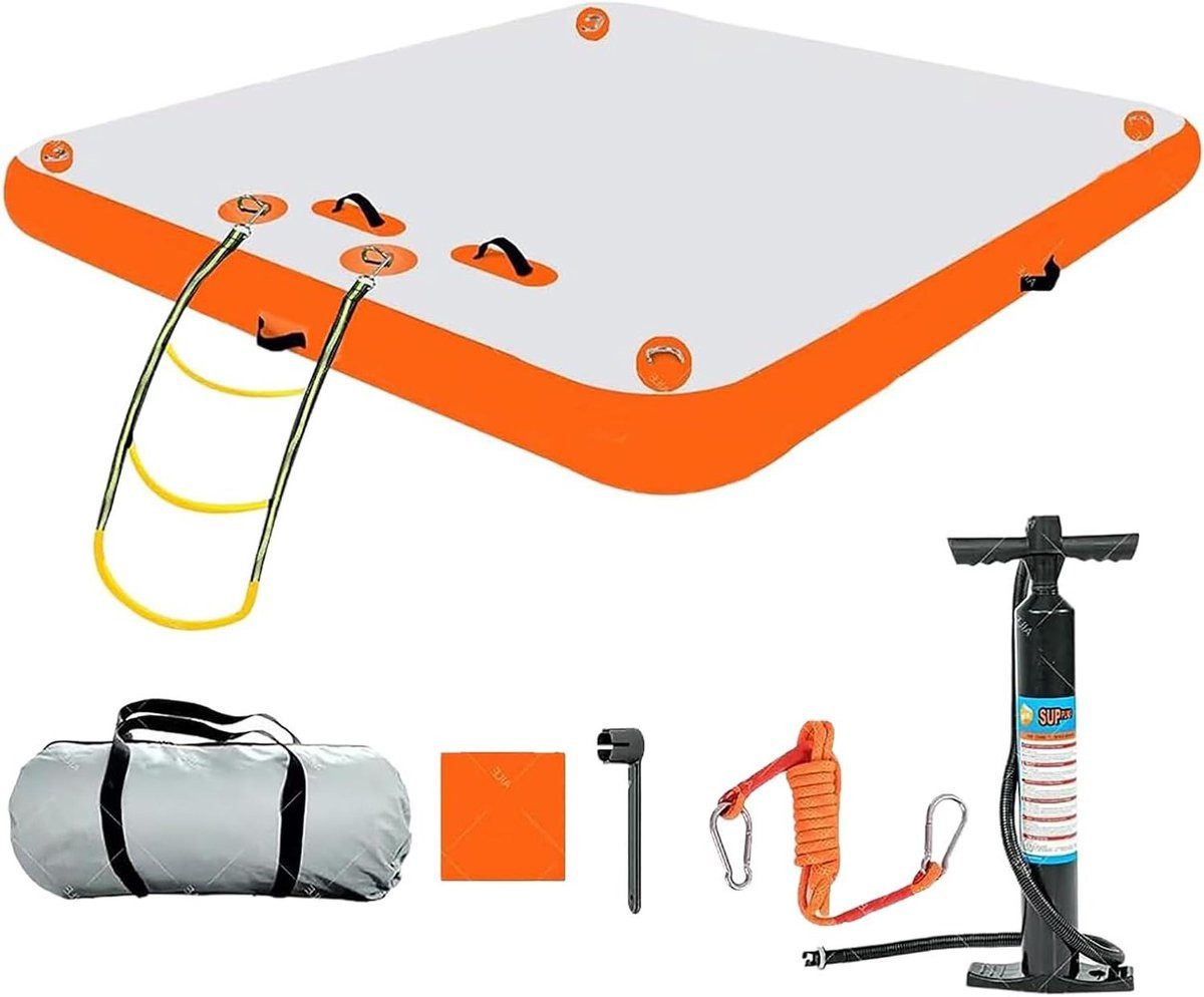 Wit Opblaasbaar Drijvend Dok Water Platform voor Zwemmen en Zonnebaden B/D: 180 x 150 cm
