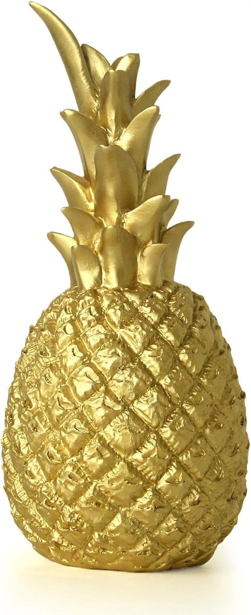 SnelShoppen Ananas Decoratief Standbeeld Goud - Moderne Hars Decoratie voor Bureau, Wijnkast of TV-meubel - Maat S
