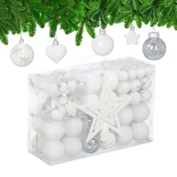 Relaxdays Weihnachtskugeln im 101er Set Weiß,Silber