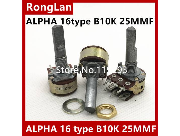 [BELLA] Potentiomètre double de type ALPHA 16 de Taïwan B100K B100KX2 (avec moteur pas à pas) -25MMF--10PCS/LOT