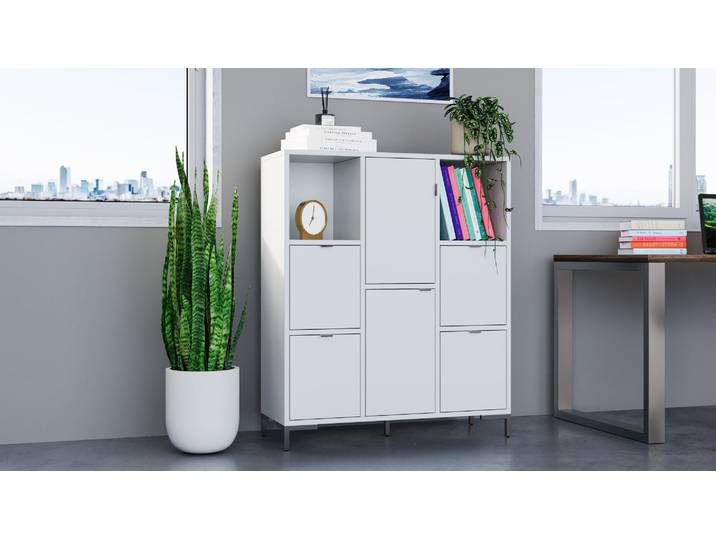Schlichtes Highboard nach Maß Premium Dekore Alpin­weiß