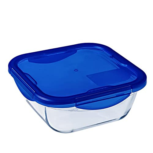 Pyrex 285PG00 multifunctionele vierkante bakvorm met deksel, transparant, 0,8 liter
