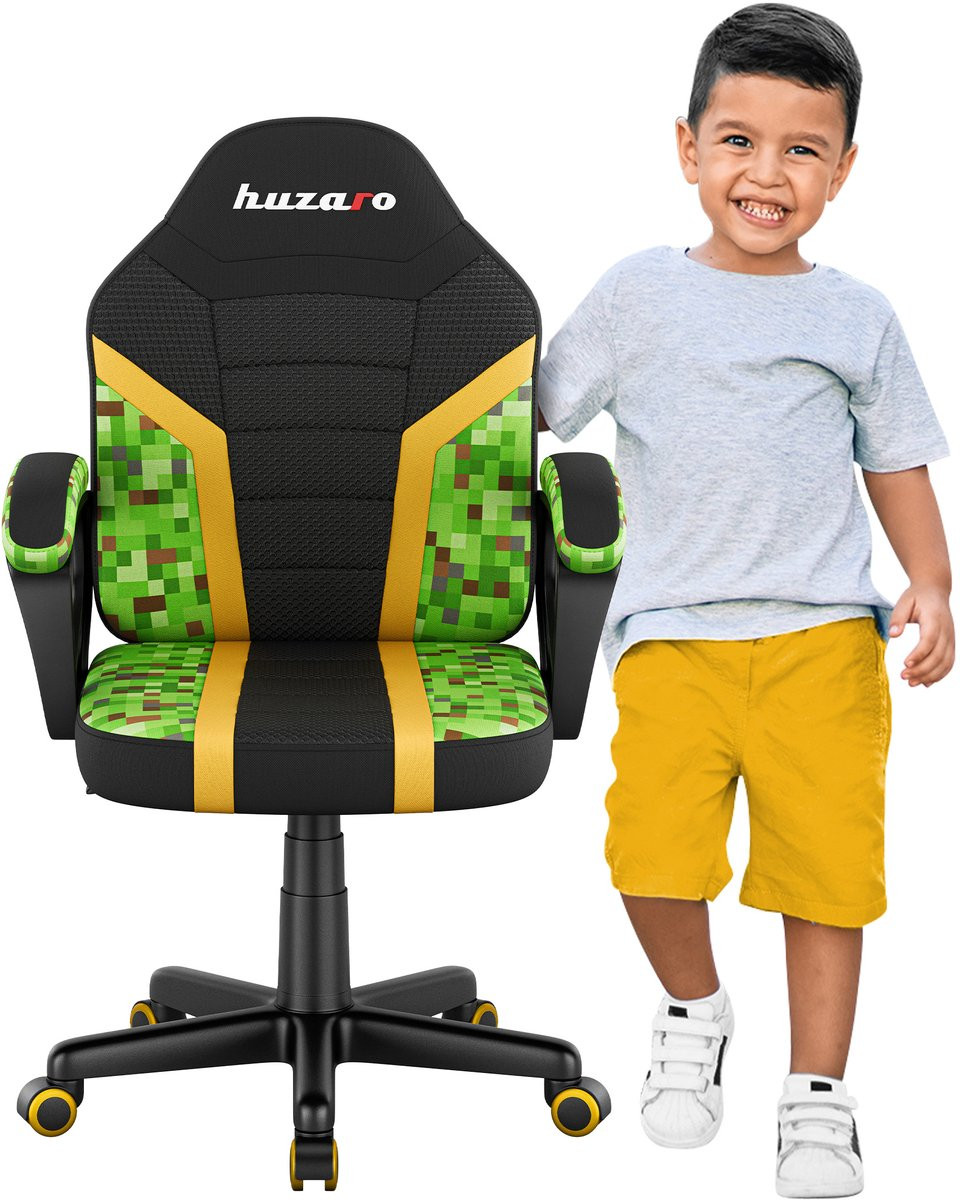 Huzaro Ranger 1.0 Pixel Mesh Kinder Gaming Stoel - Groen/Zwart