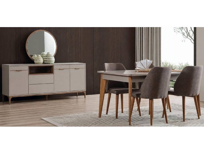 JVmoebel Essgruppe Esszimmer-set Esstisch 4 Stühle Sideboard Modern Bequem Hochwertig, (6-tlg), Made in Europa