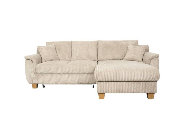 Ecksofa m. Schlaffunktion Alex + Bettkasten Beige 246x88 cm